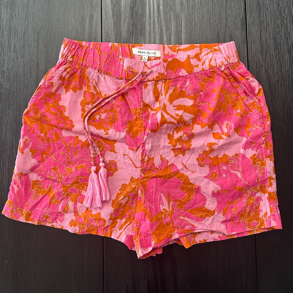 Rose & Olive Women’s Vibrant Floral Shorts | Size Medium